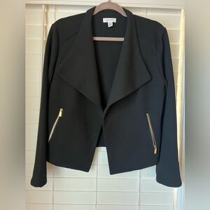Calvin Klein Black Cropped Jacket/Blazer with Gold Zippers